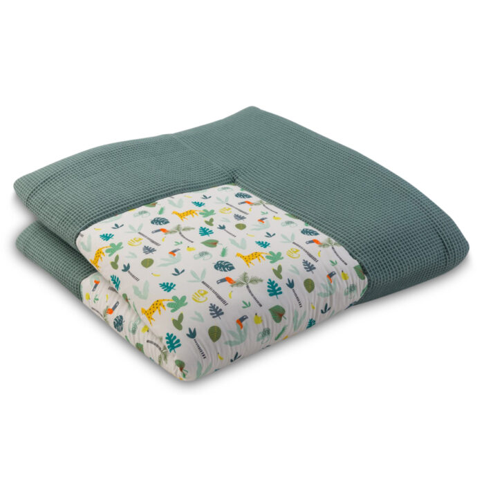 ULLENBOOM® Krabbeldecke - Salbeigrün Regenwald- verschiedene GröÃen - AuÃenstoff 100% Baumwolle - Laufgittereinlage ⢠OEKO-TEX®-Materialien (schadstoffgeprüft