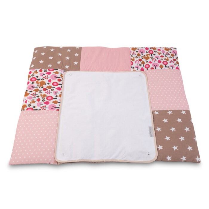 ULLENBOOM® Wickelauflage 75x85 mit Wechselmatte aus Stoff - Sand Eichhörnchen - Waschbar - AuÃenstoff aus 100% Baumwolle - Wickelunterlage Wickeltisch - Auch für Unterwegs im Preisvergleich auf Kinderkreation ⢠OEKO-TEX®-Materialien (schadstoffgeprüft
