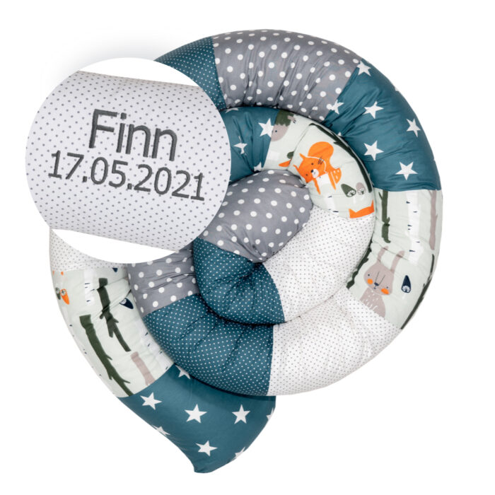 ULLENBOOM® Bettschlange mit Name und Datum personalisiert ⢠OEKO-TEX®-Materialien (schadstoffgeprüft
