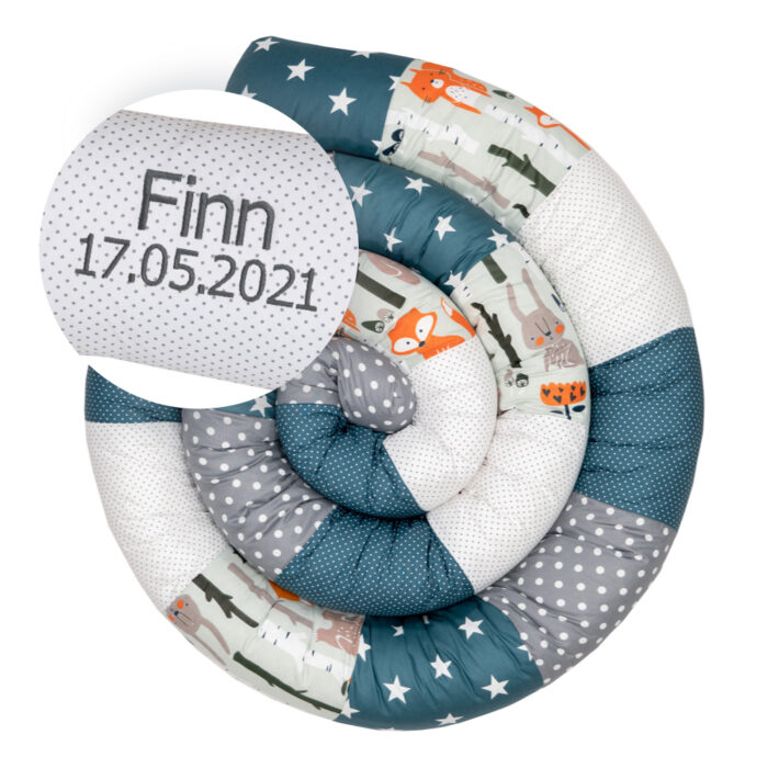 ULLENBOOM® Bettschlange mit Name und Datum personalisiert ⢠OEKO-TEX®-Materialien (schadstoffgeprüft