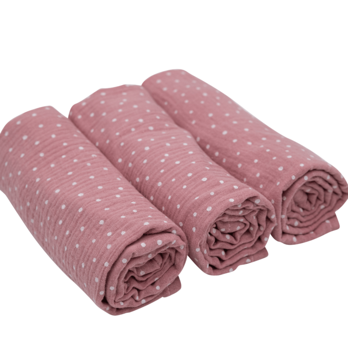 ULLENBOOM® Mulltuch Baby 3er Set - 65x65 cm - Musselin ROSA - Weicher Stoff aus 100% Baumwolle (OEKO-TEX®) ⢠OEKO-TEX®-Materialien (schadstoffgeprüft