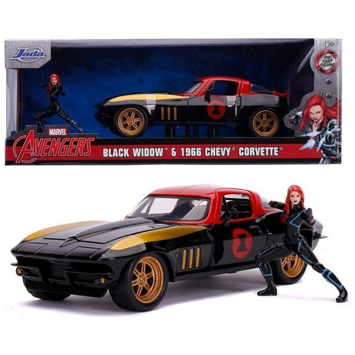 Jada Metals Black Widow & 1966 Chevy Corvette - Modellauto inkl. Figur günstig kaufen für Kinder