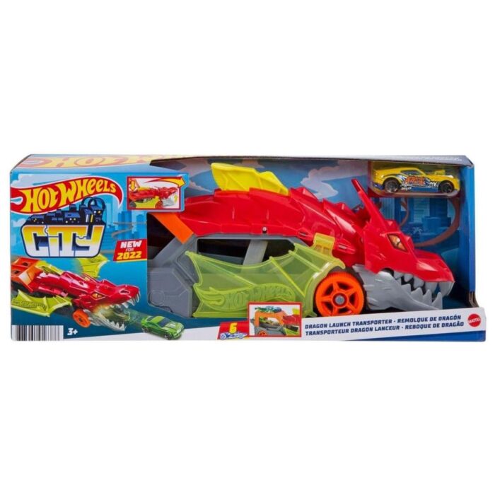 Mattel - GTK42 - Hot Wheels - City - Drachen Starter-Transporter mit einen Fahrzeug 1:64 günstig kaufen für Kinder